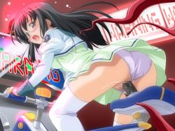 ass bicycle bike_dildo black_hair blush censored dildo glasses makai_tenshi_djibril otonashi_meimi panties pink_eyes pussy pussy_juice sex_toy tentacles underwear upstart