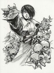 musician red_hair skeleton skull skulls snk the_king_of_fighters yagami_iori