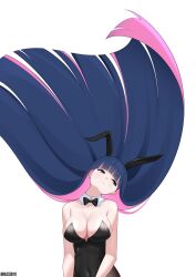 1girl alceid bow bowtie breasts colored_inner_hair gothic_lolita highres leotard lolita_fashion long_hair multicolored_hair panty_&amp;_stocking_with_garterbelt playboy_bunny solo stocking_(psg) two-tone_hair very_long_hair