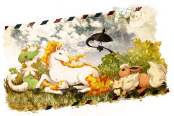 00s 10s 1990s_(style) alternate_color breloom bush cottonee creatures_(company) eevee fiery_hair fiery_tail flareon game_freak gen_1_pokemon gen_3_pokemon gen_4_pokemon gen_5_pokemon kotori_(lycka) lampent nintendo no_humans pokemon pokemon_(creature) pokemon_bw pokemon_dppt pokemon_rgby pokemon_rse postage_stamp rapidash retro_artstyle shinx shiny_pokemon stamp tail