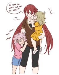 3girls aunt blonde_hair child crying dlanon female_focus fire_emblem fire_emblem_fates long_hair luna_(fire_emblem) multiple_girls nintendo ophelia_(fire_emblem) pink_hair red_hair severa_(fire_emblem) simple_background smile soleil_(fire_emblem) white_background