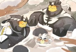 2boys bara bear_boy bush evolutionary_line fingernails furry furry_male gen_8_pokemon grey_fur hyaku_(g-kawayusu) kubfu large_pectorals leaning_back legendary_pokemon male_focus multicolored_fur multiple_boys muscular nintendo onsen partially_submerged pectorals pokemon pokemon_(creature) sharp_fingernails short_hair sketch urshifu urshifu_(rapid) urshifu_(single) wet