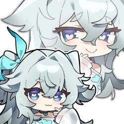 1girl :&gt; :3 artist_request blue_eyes blue_ribbon chibi chibi_only chinese_commentary florence_(girls&#039;_frontline_2) girls&#039;_frontline girls&#039;_frontline_2:_exilium grey_hair hair_ribbon hand_on_own_cheek hand_on_own_face heart heart-shaped_pupils looking_at_viewer lowres official_alternate_costume official_art pa-15_(girls&#039;_frontline) pa-15_(marvelous_yam_pastry)_(girls&#039;_frontline) ribbon see-through_clothes see-through_shirt shirt smile solo symbol-shaped_pupils transparent_background zoom_layer