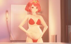 1girl 3d animated animated_gif big_belly bikini bouncing_breasts breast_expansion breasts female_focus highres huge_breasts matching_hair/eyes medium_breasts n-nurico navel pyra_(xenoblade) red_eyes red_hair short_hair solo swimsuit weight_loss what xenoblade_chronicles_(series) xenoblade_chronicles_2