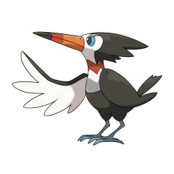 Rule 34 | animal focus, artist request, bird, black eyes, blue sclera, bright pupils, closed mouth, colored sclera, full body, gen 7 pokemon, nintendo, no humans, official art, pokemon, pokemon (creature), pokemon focus, pokemon sm, simple background, solo, third-party source, trumbeak, white background, white pupils