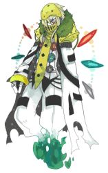 1boy blonde_hair blue_fire epaulettes fire flower full_body gen_4_pokemon legendary_pokemon lowres male_focus mask nintendo pants personification pokemon regigigas rose solo vest waistcoat water white_background white_pants