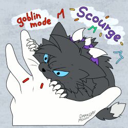 angry animal animal_focus animated animated_gif biting black_cat blue_eyes cat chibi claws collar darkmoonray highres scourge_(warrior_cats) tail tail_wagging warrior_cats