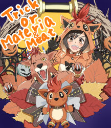 animal_ear_hood animal_ears black_hair character_doll character_hood claw_pose claws cosplay fake_animal_ears fang fangs final_fantasy final_fantasy_vii final_fantasy_vii_ever_crisis halloween halloween_costume hood kazaguruma2600 official_alternate_costume open_mouth orange_hood red_xiii red_xiii_(cosplay) scar scar_across_eye scar_on_face short_hair yuffie_kisaragi yuffie_kisaragi_(nanaki_mantle)