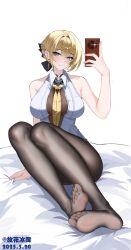 1girl absurdres blonde_hair blush cellphone evelyn_chevalier feet guhuabingwu highres light_smile long_hair looking_at_viewer pantyhose phone purple_eyes smartphone soles toes zenless_zone_zero score:3 rating:sensitive Rule 34 | 1girl, absurdres, blonde hair, blush, cellphone, evelyn chevalier, feet, guhuabingwu, highres, light smile, long hair, looking at viewer, pantyhose, phone, purple eyes, smartphone, soles, toes, zenless zone zero