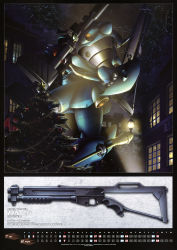 10s 1980s_(style) 2011 absurdres azuma_kentarou christmas christmas_tree city colony_interior gun gundam gundam_0080 high-explosive_anti-tank_(warhead) highres kampfer_(mobile_suit) m1_bazooka man-portable_anti-tank_systems mecha night official_art oldschool panzerfaust recoilless_gun retro_artstyle robot rocket_launcher shotgun spikes suzuki_tatsuya war weapon