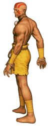 1boy absurdres bald barefoot bindi capcom_vs_snk dark_skin dhalsim earrings facepaint from_side frown game_cg highres jewelry leg_wrap looking_to_the_side male_focus mori_toshiaki necklace no_pupils non-web_source official_art rope_belt skull_necklace solo street_fighter white_background wrist_wrap