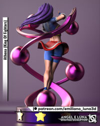 1girl asamiya_athena ass bike_shorts breasts clothes_lift emiliano_luna3d female_focus from_behind hand_up hands_up huge_ass large_breasts long_hair magic magical_girl pale_skin pants purple_hair shirt shoes skirt skirt_lift socks standing star_(symbol) the_king_of_fighters thick_thighs thighs tight_clothes tight_pants very_long_hair wide_hips