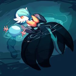 afloat artist_request blue_hair gardevoir gen_2_pokemon gen_3_pokemon highres mega_gardevoir mega_pokemon nintendo pokemon tagme water wooper