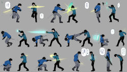 ! 2boys battle black_footwear black_gloves black_hair black_pants black_shirt blocking blue_jacket boots bowing clash cracked_skin cube duel emblem energy_barrier energy_shield fighting_stance firing futaba_08_cnmrl glasses gloves glowing glowing_sword glowing_weapon grey_background grey_footwear grey_pants gun handstand highres holding holding_gun holding_shield holding_sword holding_weapon in_the_face jacket karasuma_kyousuke kicking knee_boots light_particles long_sleeves male_focus mikumo_osamu multiple_boys multiple_views one_arm_handstand on_one_knee open_mouth outstretched_arm pants pants_tucked_in progression ready_to_draw rifle running shared_speech_bubble shield shirt shoe_soles shoes short_hair simple_background slashing speech_bubble spoken_exclamation_mark standing standing_on_one_leg sword t-shirt tossing training translation_request uniform unsheathed weapon world_trigger