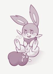 1girl aftersex animal_focus animal_sexualization blush breath_weapon breathing_fire buck_teeth clitoris cum cum_in_pussy cumdrip fakemon female_focus fire full_body grey_background half-closed_eyes happy heart heart_in_mouth kekitopu leaning_back legs_up looking_at_viewer monochrome nintendo no_humans open_mouth pawpads pokemon pussy simple_background sitting sketch smile solo spread_legs teeth