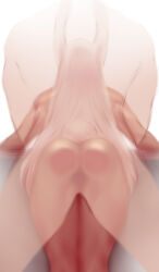 1boy 1girl animal_ears ass boku_no_hero_academia completely_nude dark-skinned_female dark_skin facing_away from_behind hetero highres long_hair mirko nude rabbit_ears rabbit_girl rabbit_tail see-through_body sex sex_from_behind shpo tail thighs toned toned_female very_long_hair white_hair