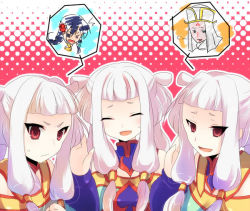albino angry black_hair chinese_clothes code_geass druaga_no_tou gao_hai happy kurohara_yuu li_xingke parody red_eyes smile tianzi white_hair