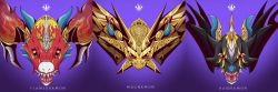 absurdres armor claws digimon dragon fladramon highres horn lighdramon magnamon red_eyes