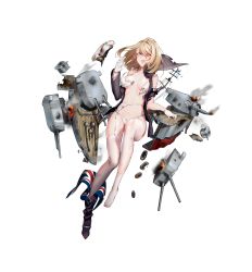 1girl absurdres animal_ears aqua_eyes areola_slip ashtray asymmetrical_footwear battleship_girl bkub black_boots black_dress blonde_hair blue_bow boots bow bow_bra bow_panties bra breasts breasts_apart burning burnt_clothes cannon chain cleavage collarbone damaged detached_sleeves dress eyebrows eyelashes female_focus fire full_body garter_belt garter_straps gloves hair_between_eyes hat high_heels highres hms_norfolk_(78) knee_boots lace-up_boots lifebuoy looking_at_viewer machinery mast medium_breasts microdress motion_blur navel one_eye_closed open_clothes open_dress open_mouth panties peaked_cap quuni sailor_collar shade shoe_dangle shoes single_boot single_knee_boot single_shoe smoke solo stomach strap_gap swim_ring thighhighs torn_bra torn_clothes torn_dress torn_panties torn_thighhighs transparent_background turret unbuttoned underwear uneven_footwear union_jack unworn_hat unworn_headwear water white_bra white_gloves white_hat white_panties white_thighhighs