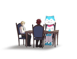 1other 2boys alfred_(fire_emblem) blonde_hair chair diamant_(fire_emblem) fire_emblem fire_emblem_engage flamingo_(eme324) highres multiple_boys nintendo red_hair sommie_(fire_emblem) table
