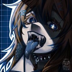 1girl character_request copyright_request long_tongue piercing saliva sharp_teeth tagme teeth tongue tongue_piercing