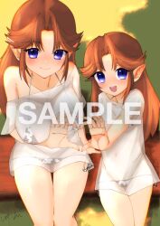 animal_print bikini breasts cow_print cow_print_bikini cremia heart heart_hands nintendo print_bikini romani_(zelda) see-through_clothes studio_sugimoto swimsuit tagme the_legend_of_zelda