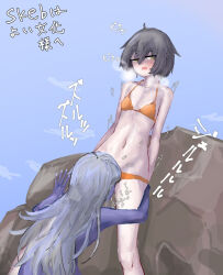 2girls bikini cunnilingus long_tongue lowleg lowleg_bikini multiple_girls oral short_hair swimsuit tagme tongue yuri