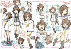 10s 1boy 1girl absurdres admiral_(kancolle) azumanga_daiou beaver binoculars blush brown_eyes brown_hair dress hair_ornament has_bad_revision has_downscaled_revision highres kantai_collection kimura looking_at_viewer md5_mismatch nametake open_mouth resolution_mismatch sailor_dress school_uniform serafuku short_hair smile source_smaller translation_request yukikaze_(beaver) yukikaze_(kancolle)