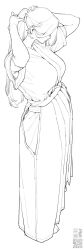 Rule 34 | 1girl, hakama, highres, japanese clothes, kgm, kimono, monochrome, tabi