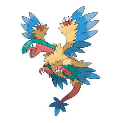 animal_focus archeops artist_request bird claws fangs flying full_body gen_5_pokemon nintendo no_humans official_art open_mouth pokemon pokemon_(creature) pokemon_bw pokemon_focus simple_background solo talons third-party_source white_background