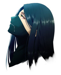 1boy black_hair commentary_request cropped_shoulders danganronpa_(series) danganronpa_v3:_killing_harmony from_side hagi_(hagi_0) head long_hair looking_up male_focus mask mouth_mask profile shinguji_korekiyo simple_background solo white_background zipper_pull_tab