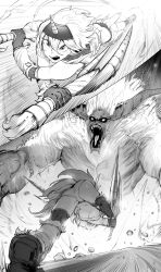Rule 34 | 1girl, ass, butt crack, horns, khezu, monochrome, monster, monster hunter (series), niwarhythm, tagme, weapon