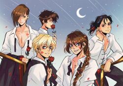 Rule 34 | 5boys, andythelemon, chang wufei, duo maxwell, gundam, gundam wing, heero yuy, lipstick mark, male focus, multiple boys, quatre raberba winner, tagme, trowa barton