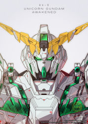 artist_name azzalea character_name commentary english_commentary green_eyes gundam gundam_unicorn highres large_variant_set looking_at_viewer mecha mobile_suit no_humans nt-d portrait robot science_fiction solo unicorn_gundam v-fin variant_set watermark