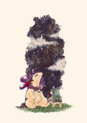 :o animal_focus artist_name closed_mouth cloud commentary_request cyndaquil evolutionary_line fire gen_2_pokemon highres hisuian_typhlosion night night_sky nintendo no_humans on_grass pokemon pokemon_(creature) quilava red_eyes sitting sky star_(sky) twitter_username zozozoshion