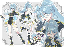 Rule 34 | 2girls, ahoge, aiguillette, bird girl, black gloves, blue hair, blue wings, blush, boots, breasts, cropped vest, crying, elira pendora, enna alouette, fang, gloves, gold trim, head wings, heterochromia, high heel boots, high heels, high ponytail, idol clothes, large breasts, looking at viewer, low twintails, multicolored hair, multiple girls, nijisanji, nijisanji en, nijisanji idol uniform, npppiyo, official alternate hairstyle, ponytail, purple wings, side cape, skin fang, tears, twintails, two-sided capelet, vest, weewa (elira pendora), white hair, wings