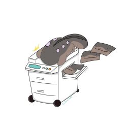 artist_name artist_request clodsire face_down gen_2_pokemon highres nintendo paper photocopier pokemon pokemon_(creature) printer printing regional_variant smile tagme