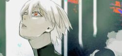 1boy absurdres head_only highres kaneki_ken male_focus open_mouth red_eyes short_hair solo teeth tokyo_ghoul tomomo_(user_kjad2253) white_hair