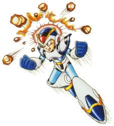 Rule 34 | armor, capcom, debris, headbutt, jumping, motion lines, rock, mega man (series), mega man x (series), x (mega man)