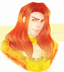 1boy bad_id bad_pixiv_id brown_hair character_name jewelry long_hair male_focus mufasa necklace orange_eyes personification smile solo the_lion_king yokotn