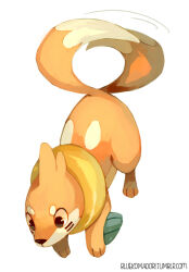 Rule 34 | animal focus, black eyes, bluekomadori, buizel, flying, full body, gen 4 pokemon, helicopter tail, highres, looking ahead, mixed-language commentary, nintendo, no humans, pokemon, pokemon (creature), simple background, solo, sonic (series), sonic the hedgehog (classic), sonic the hedgehog 2, tumblr username, watermark, web address, white background