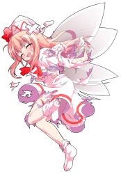 1girl alphes_(style) blonde_hair blush bobby_socks bow bowtie capelet closed_eyes commentary_request dairi defeat dress fairy fairy_wings full_body hair_between_eyes hat hat_bow large_variant_set lily_white long_hair long_sleeves no_shoes open_mouth parody red_bow red_bowtie sidelocks smile socks solo style_parody sweatdrop tachi-e torn_clothes touhou transparent_background variant_set white_capelet white_dress white_hat white_socks white_wings wide_sleeves wings