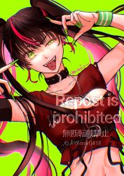 1girl ayamix0418 choker navel piercing sharp_teeth tagme teeth tongue tongue_out tongue_piercing