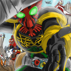2011_tohoku_earthquake_and_tsunami crossover heroes japan kamen_rider kamen_rider_ooo_(series) kyuukyuu_sentai_gogofive metal_hero pov rescue rubble saving super_sentai ultraman ultrman_mebius winspector