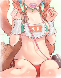 1girl babywearing bikini bird bow bow_choker braid breasts cat_tail chicken choker collarbone hat hololive hololive_english holomyth medium_breasts micro_bikini midriff napkin navel pacifier phoenix pink_bikini red_bikini straw_hat swimsuit tail tail_raised takanashi_kiara takanashi_kiara_(casual) twin_braids twintails virtual_youtuber waterring wrist_cuffs