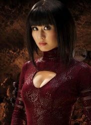 Rule 34 | 1girl, breasts, cleavage, cleavage cutout, clothing cutout, dragon ball, dragonball evolution, female focus, mai (dragon ball), photo (medium), solo
