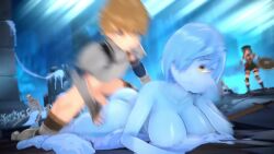 1boy 2girls 3d age_difference animated anna_anon armor ass blonde_hair blue_skin bored breasts brown_gloves chest_plate collarbone colored_skin completely_nude cum cum_on_ass cum_on_body cum_overflow ejaculation expressionless eyebrows eyelashes fingerless_gloves from_above from_side full_body gloves grabbing_another&#039;s_breast groping hair_over_one_eye hand_on_own_face head_rest hentaudio hetero highres ice interspecies knee_pads koikatsu_(medium) large_breasts looking_at_another looking_back lying magic mjob14 monster_girl multiple_girls nude on_floor on_stomach onee-shota open_mouth opennsfwsp original parted_lips penis sana_(anna_anon) sex sex_from_behind shota size_difference slime_girl sound sword tagme testicles third-party_edit torogao uncensored video weapon