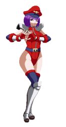 asamiya_athena beret countgate hat m._bison m._bison_(cosplay) psycho_soldier purple_eyes purple_hair snk sprite_art street_fighter the_king_of_fighters the_king_of_fighters_xv thighhighs