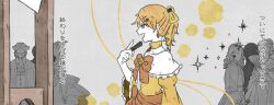 Rule 34 | aku no musume (vocaloid), ascot, bare shoulders, blonde hair, blue eyes, bow, brooch, choker, collarbone, crowd, curly hair, dress, dress bow, dress flower, dress ribbon, earrings, evil smile, faceless, faceless female, faceless male, flat chest, flower, frilled dress, frilled sleeves, frills, gem, grey background, guillotine, hair bow, hair ornament, hairclip, hand fan, highres, holding, holding fan, jacket, jewelry, kagamine rin, kuiruri, laughing, off-shoulder dress, off shoulder, ojou-sama pose, open clothes, open jacket, orange bow, orange ribbon, pale skin, ponytail, red gemstone, ribbon, riliane lucifen d&#039;autriche, rose, smile, solo focus, sparkle, spot color, swept bangs, thumbnail collage, thumbnail surprise, translation request, updo, vest, vocaloid, wavy hair, wide sleeves, yellow bow, yellow choker, yellow flower, yellow rose