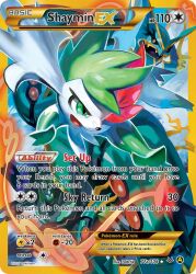 animal_focus artist_name black_sclera card_(medium) character_name colored_sclera copyright_name copyright_notice dragon english_text gen_3_pokemon gen_4_pokemon green_eyes legendary_pokemon mega_pokemon mega_rayquaza mythical_pokemon nintendo no_humans official_art open_mouth pokemon pokemon_(creature) pokemon_card pokemon_focus pokemon_tcg rayquaza red_eyes shaymin shaymin_(sky) smile third-party_source tokiya trading_card